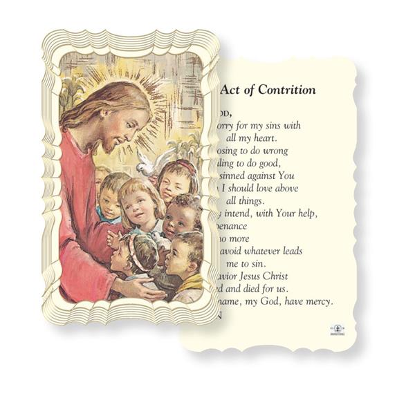 Act of Contrition, Jesus with Children Paper Holy Cards, Gold Foil Embossed, 50-Count Value Pack # 29609