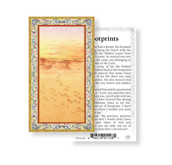 Footprints in The Sand Gold Stamped Paper Holy Cards, 100-Count Value Pack # 29628