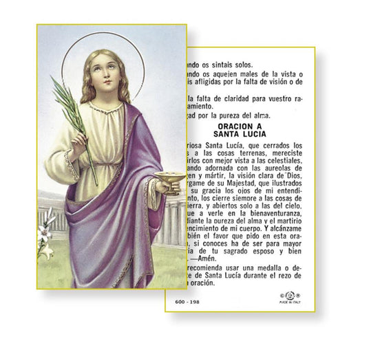 Oracion a Santa Lucia Spanish Paper Holy Cards, 100-Count Value Pack, # 2968