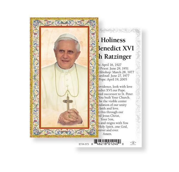 His Holiness Pope Benedict XVI Gold Stamped Paper Holy Cards, 100-Count Value Pack # 29751