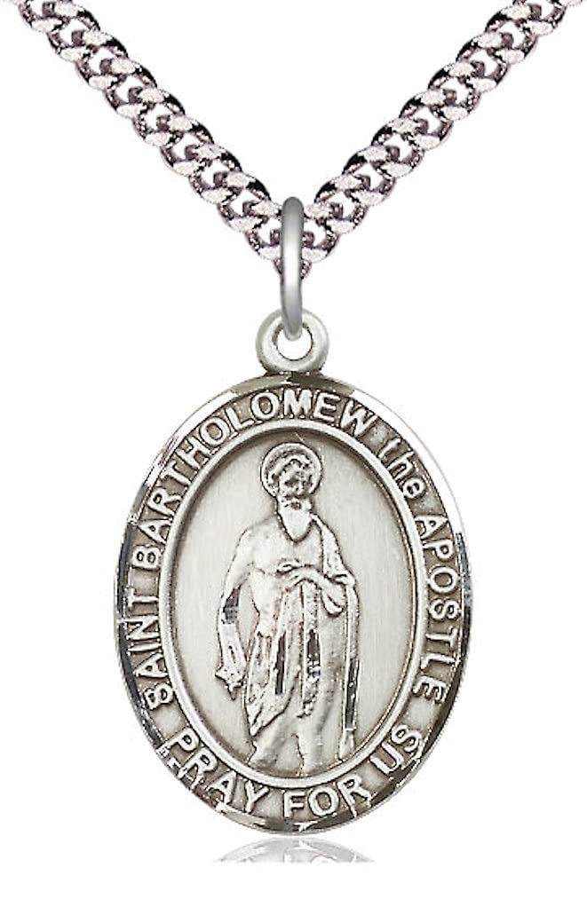 St. Bartholomew the Apostle Medal in Fine Pewter, 1" tall, Your Choice of Chain, # 5076