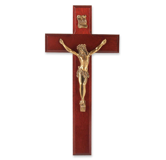 10" Dark Cherry Cross w/Museum Gold Corpus # 28780