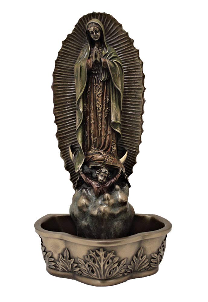 7.5" Our Lady of Guadalupe Holy Water Font, Cold Cast Bronze, # 55022