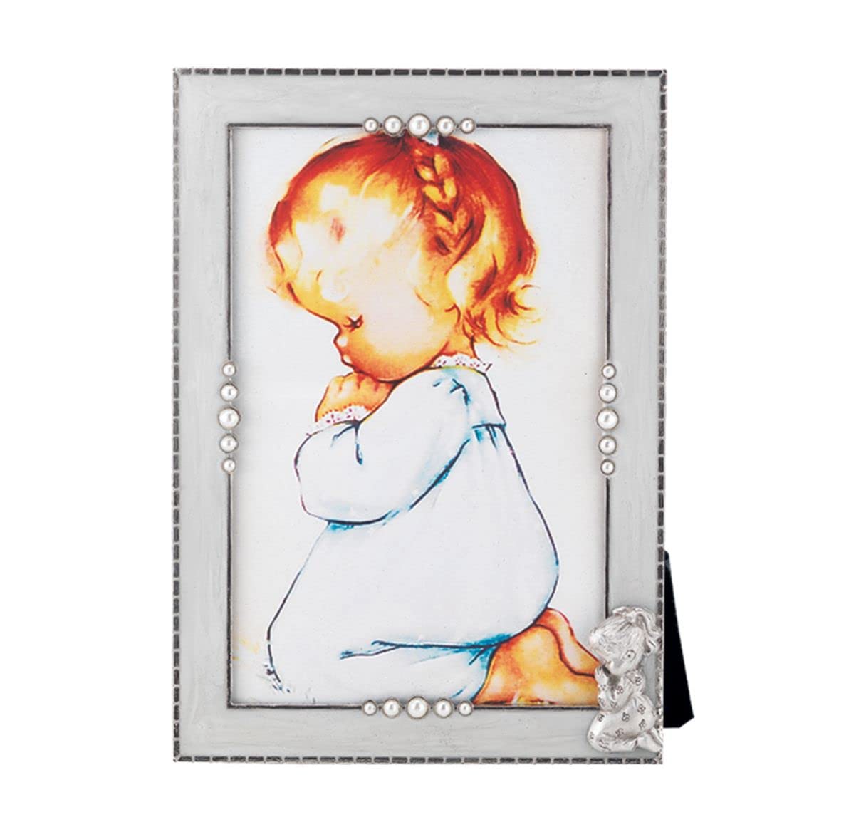Praying Girl Pearlized Silver Plate 5"x7" Photo Frame # 29809