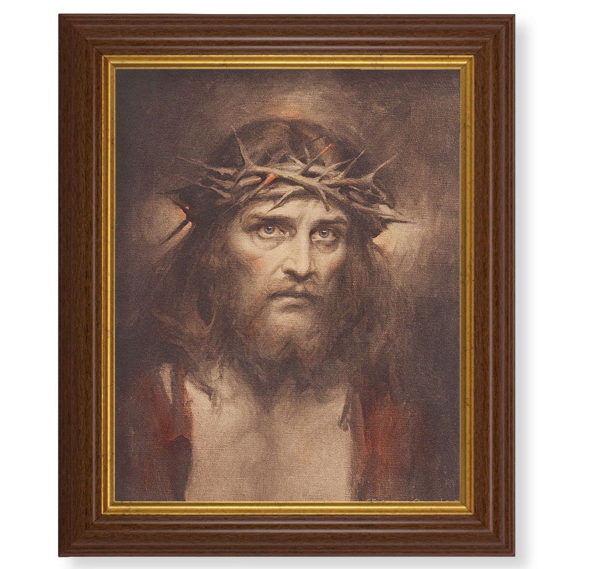 Chambers: ECCE Homo, 10.5"x12.5" Walnut Finished Fluted Frame, Gold Beaded Lip, Italian Print # 26979