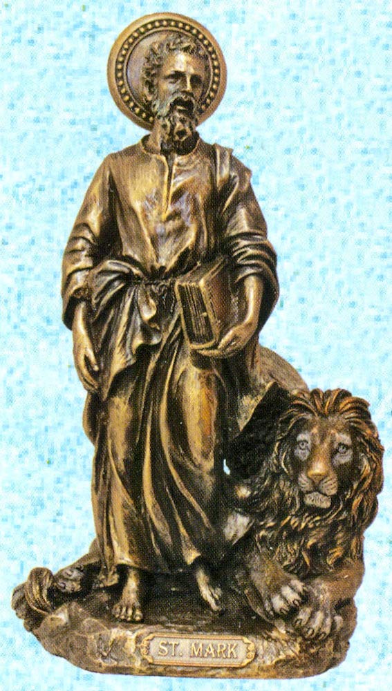 8.5" St. Mark Statue, Bronzed Resin, # 64144