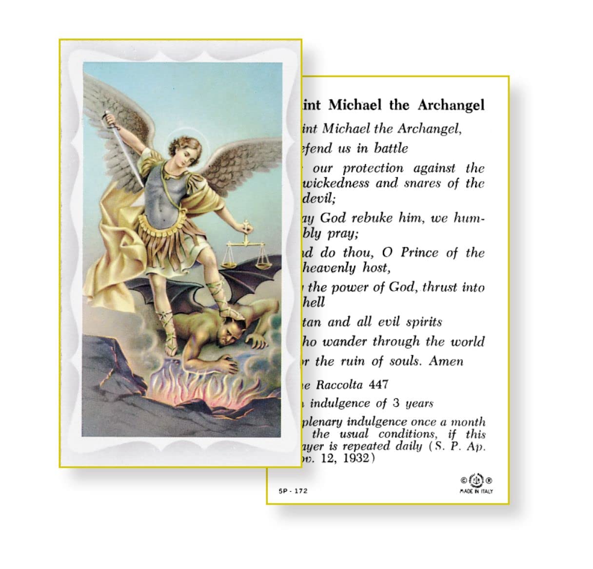 SAINT MICHAEL THE ARCHANGEL Paper Holy Cards, 2"x4", 100-pack, # 5876
