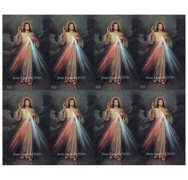 Divine Mercy 8-Up Micro-Perforated Holy Cards, Blank-Back, 1000 Total Cards # 30129