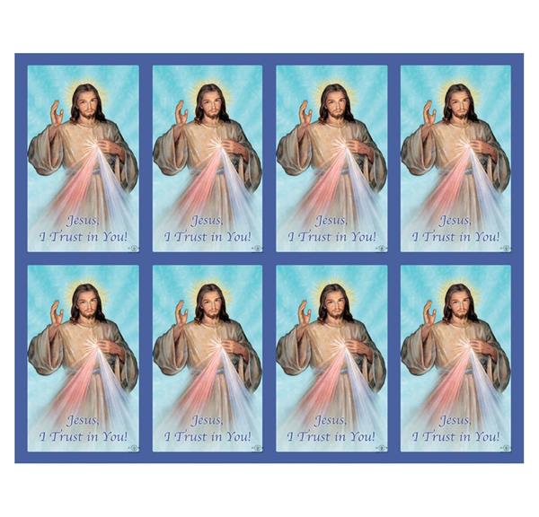 Divine Mercy 8-Up Micro-Perforated Holy Cards, Blank-Back, 1000 Total Cards # 30131