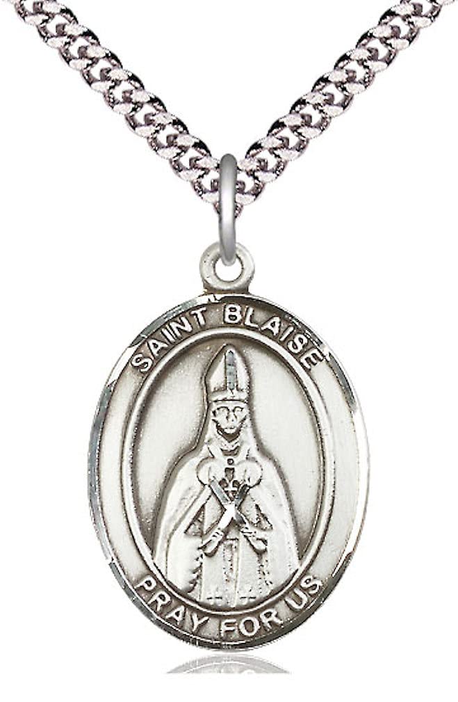 St. Blaise Medal in Fine Pewter, 1" tall, Your Choice of Chain, # 5095