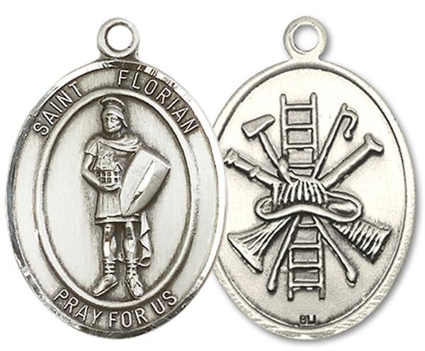 St. Florian Fire Fighters Medal, 3/4" tall, Fine Pewter, Your Choice of Chain, # 3083