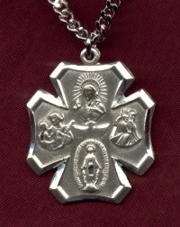 Sterling 4-Way Medal Pendant, Your Choice of Chain # 3103