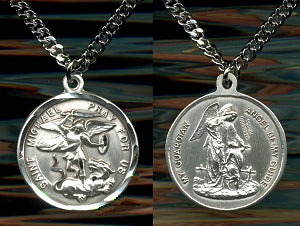 Large Michael Medal in Sterling, Your Choice of Chain, # 3111