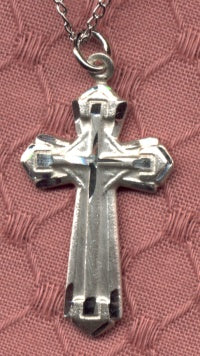 Small Fortress Sterling Cross Necklace, Your Choice of Chain # 3140