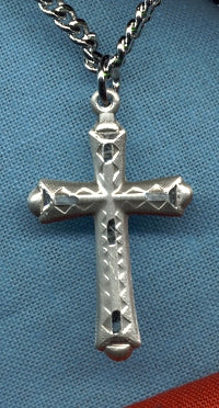 Cross-Engraved 1 In. Sterling,Your Choice of Chain # 3141