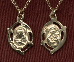 Crown Of Thorns Gold Scapular Medal, Your Choice of Chain  # 3175