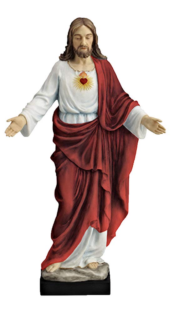 10" Sacred Heart of Jesus Color Resin Statue, # 65012