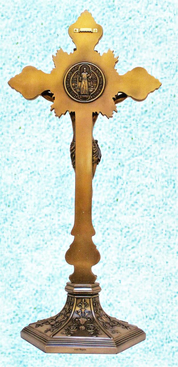 St. Benedict Crucifix, Cold Cast Bronze, Stands 24", Hangs 22", #3234