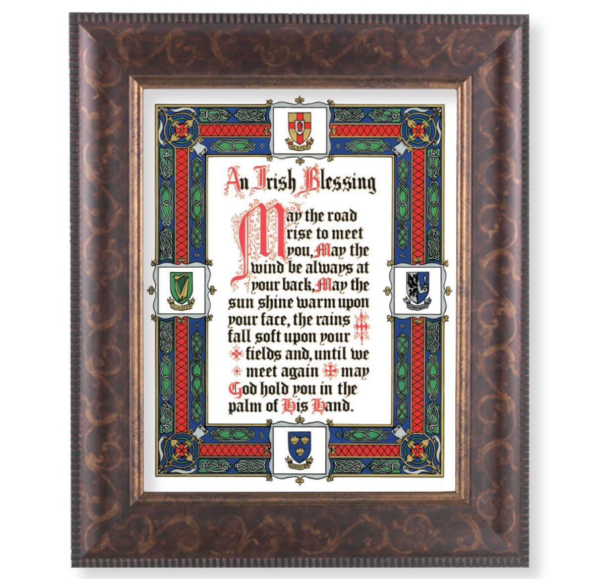 Irish Blessing Picture, 11-1/4"x13-1/4, Antique Gold & Espresso Frame, Italian Print Under Glass # 25898