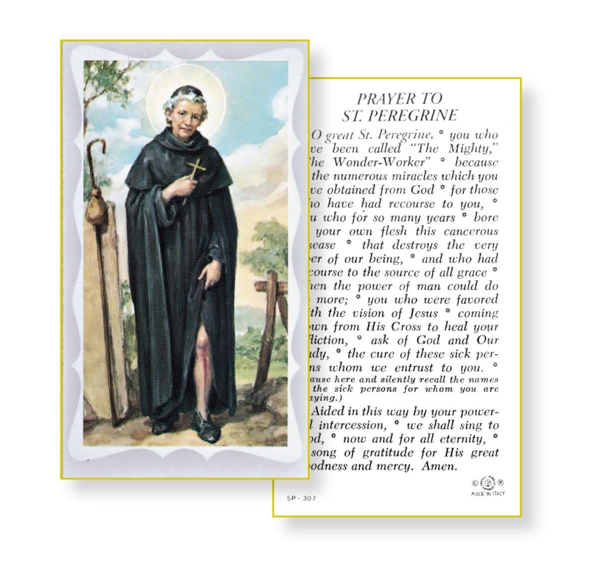 SAINT PEREGRINE Paper Holy Cards, 2"x4", 100-pack, # 5886