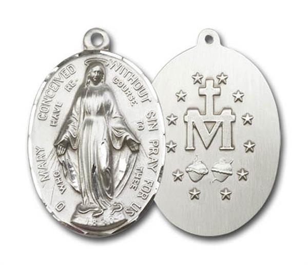 Miraculous Medal in Fine Pewter, 1-1/8", Your Choice of Chain, # 3375