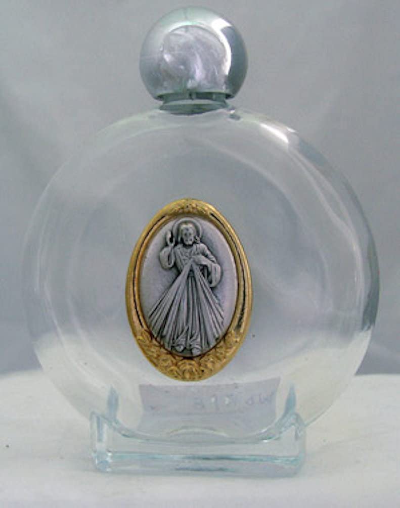 Divine Mercy Glass Holy Water Bottles, 8 oz, 4.5", 3-Count Value Pack, # 56989