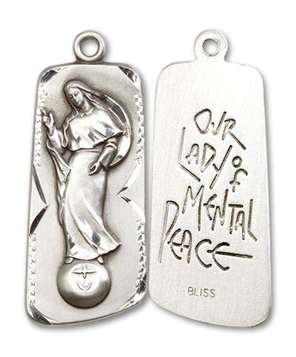 Our Lady of Mental Peace Medal in Fine Pewter, 1-1/4", Your Choice of Chain, # 3388
