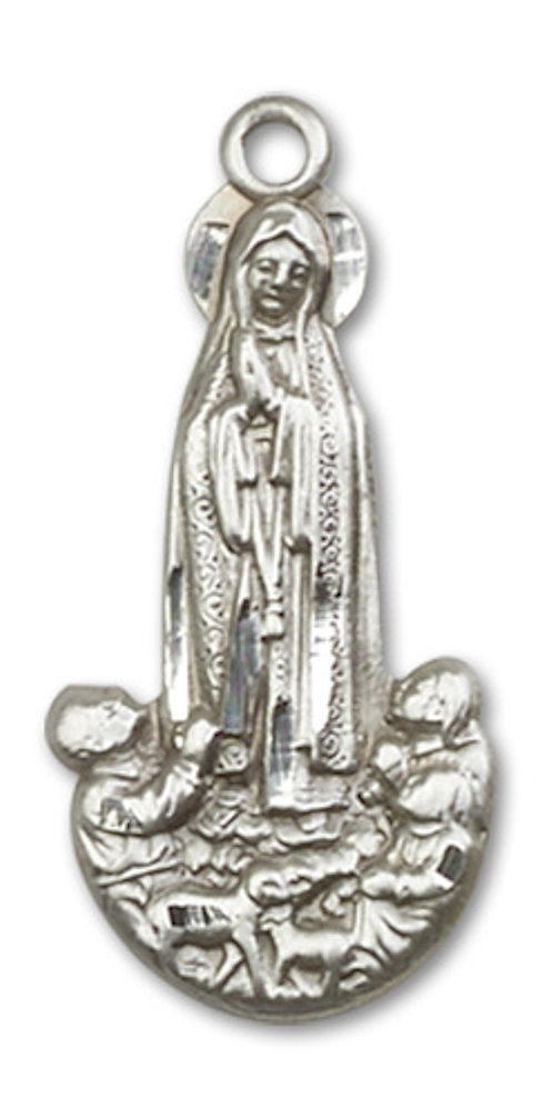 Our Lady of Fatima Medal in Fine Pewter, 1", Your Choice of Chain, # 3389