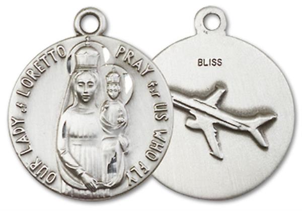Our Lady of Loretto Medal in Fine Pewter, 3/4", Your Choice of Chain, # 3397
