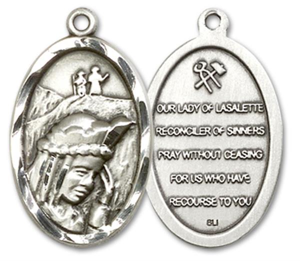 Our Lady of LaSalette Medal in Fine Pewter, 7/8", Your Choice of Chain, # 3398