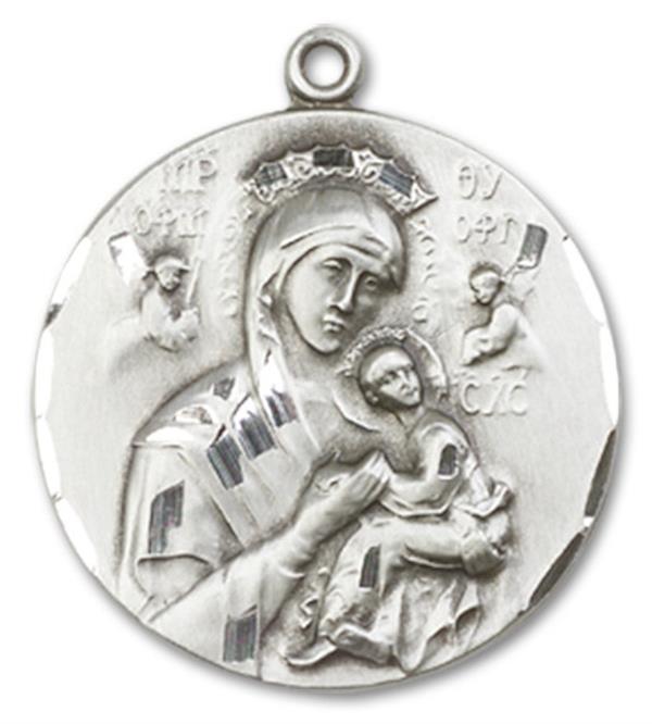 Our Lady of Perpetual Help Medal in Fine Pewter, 7/8", Your Choice of Chain, # 3400