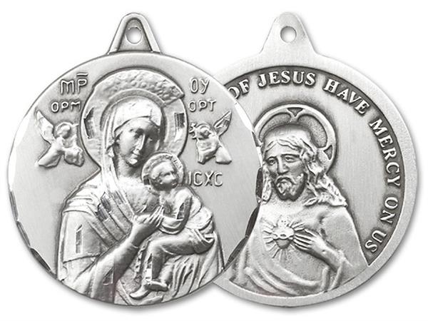 Our Lady of Perpetual Help Medal in Fine Pewter, 1-1/4", Your Choice of Chain, # 3402