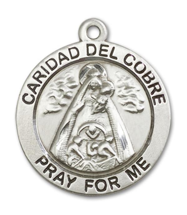 Our Lady of Caridad del Cobre Medal in Fine Pewter, 15/16", Your Choice of Chain, # 3406