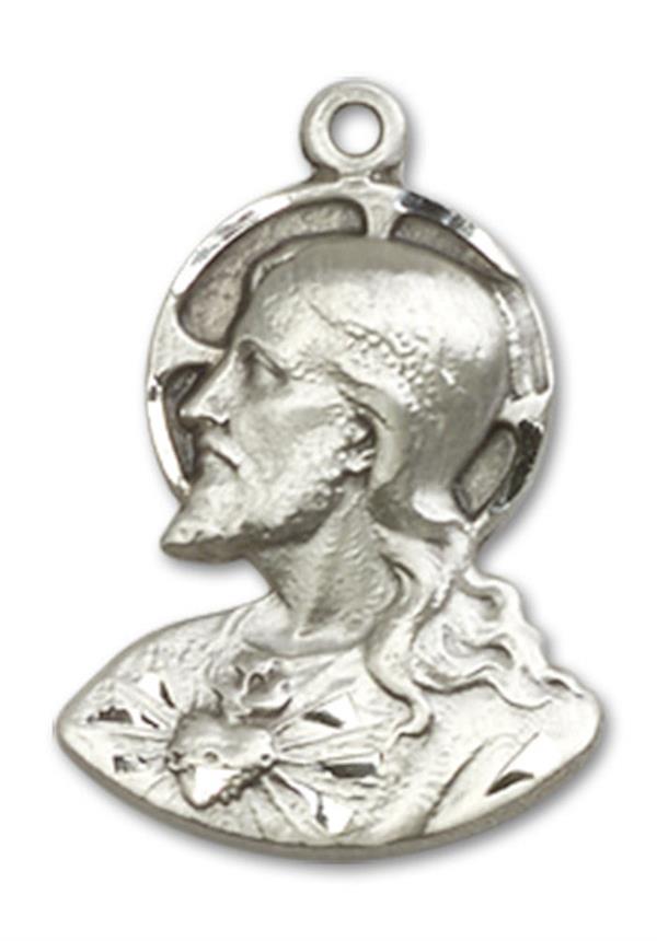 Portrait of Christ Medal in Fine Pewter, 3/4", Your Choice of Chain, # 3420