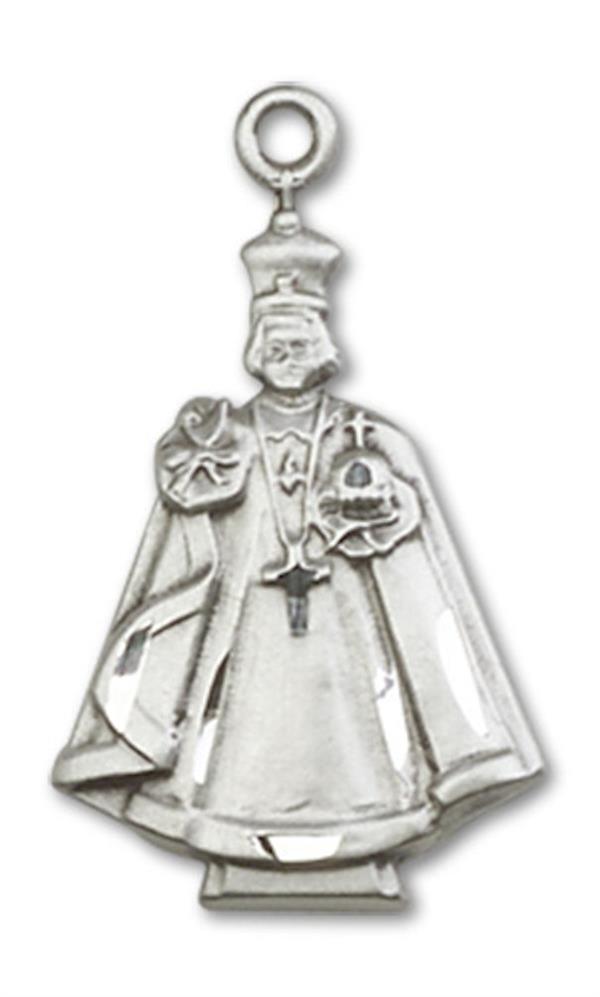 Infant of Prague Medal in Fine Pewter, 3/4", Your Choice of Chain, # 3428