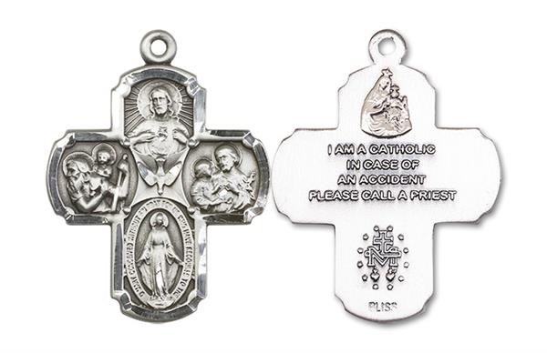 4-Way Medal in Fine Pewter, 1-1/4", Your Choice of Chain, # 3450
