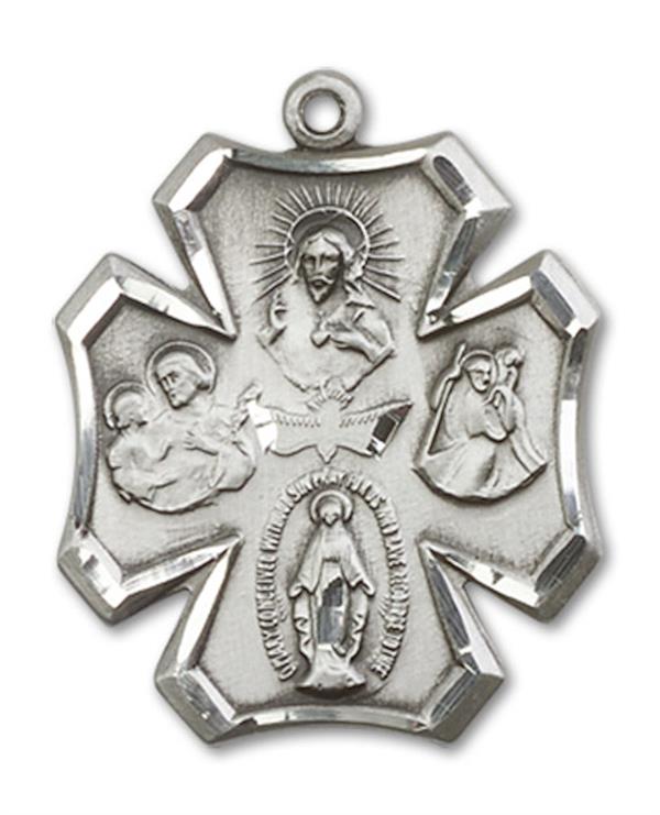 4-Way Medal in Fine Pewter, 1", Your Choice of Chain, # 3454