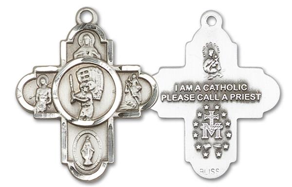 Baseball 5-way Medal in Fine Pewter, 1", Your Choice of Chain, # 3458