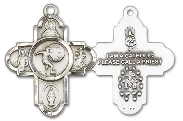 Soccer 5-way Medal in Fine Pewter, 1", Your Choice of Chain, # 3461