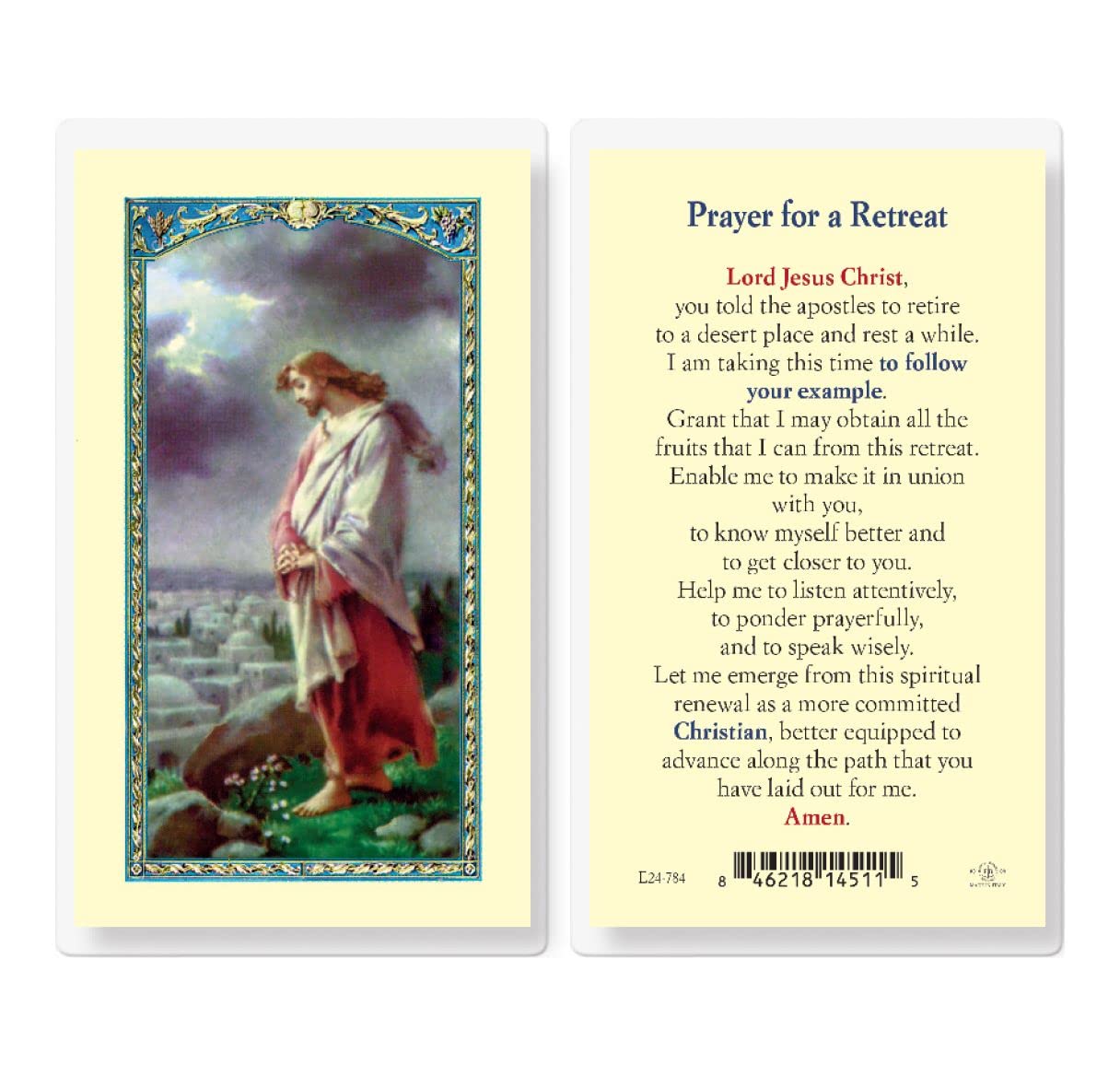 Prayer for a Retreat, Laminated Holy Card, 25-Pack, # 59043.