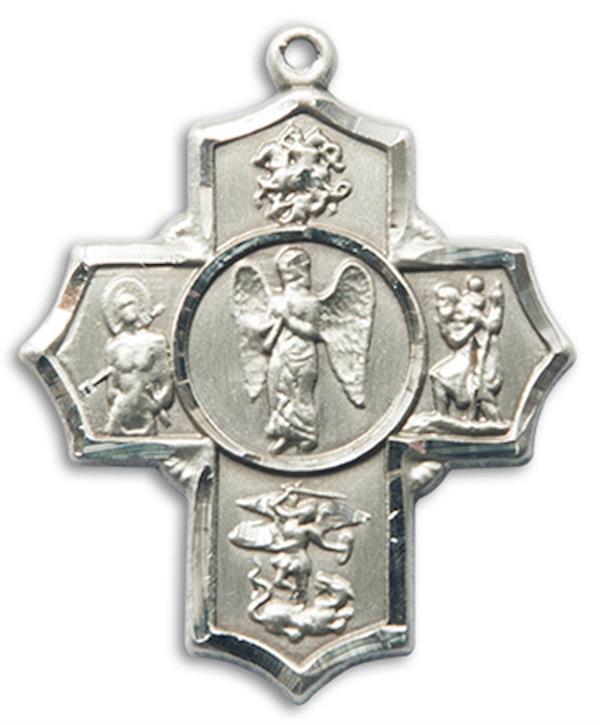 Warrior 5-way Medal in Fine Pewter, 1", Your Choice of Chain, # 3473