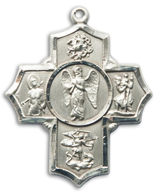 Warrior 5-way Medal in Fine Pewter, 1", Your Choice of Chain, # 3473