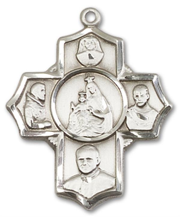 Polish 5-way Medal in Fine Pewter, 1", Your Choice of Chain, # 3482