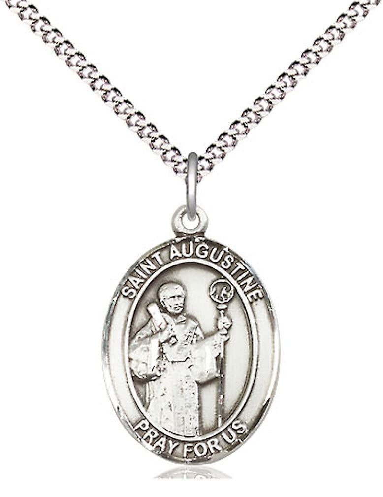 St. Augustine Medal in Fine Pewter, 3/4" tall, Your Choice of Chain # 16962