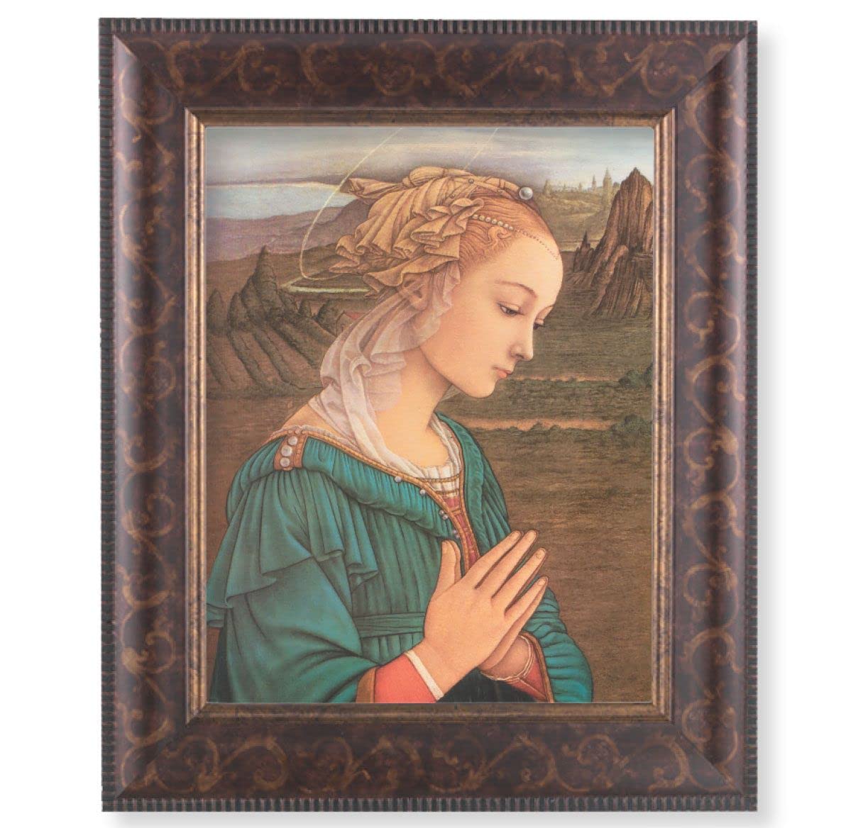 Lippi: Madonna Picture, 11-1/4"x13-1/4, Antique Gold & Espresso Frame, Italian Print Under Glass # 25854