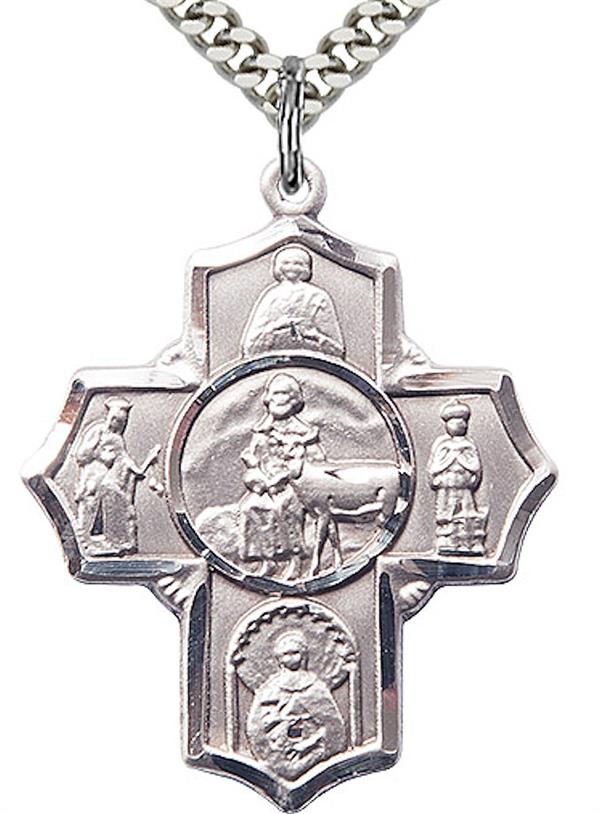Special Needs 5-way Medal in Fine Pewter, 1-1/8", Your Choice of Chain 3513