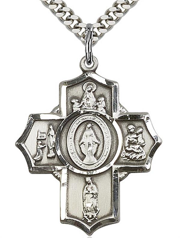 Apparitions 5-way Medal in Fine Pewter, 1-1/8", Your Choice of Chain 3522
