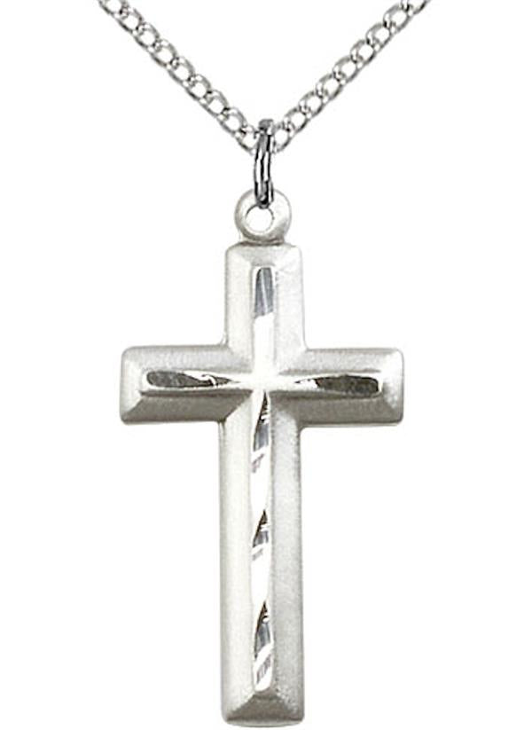 Cross Necklace in Fine Pewter, 1", Your Choice of Chain, # 3542