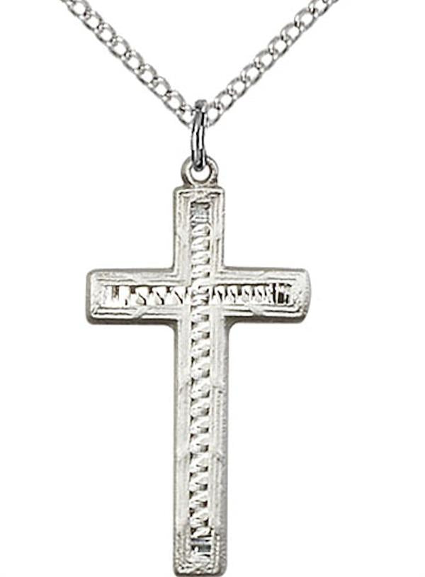 Cross Necklace in Fine Pewter, 1", Your Choice of Chain, # 3545