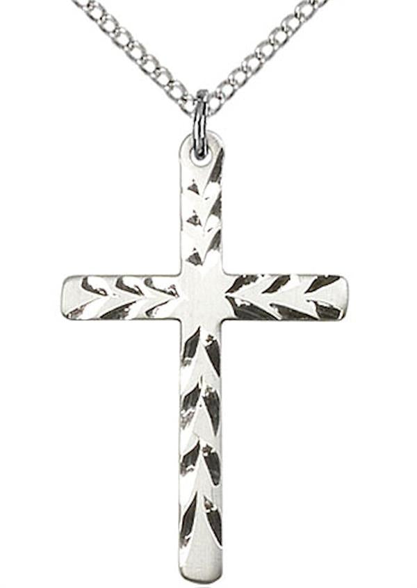 Cross Necklace in Fine Pewter, 1-1/8", Your Choice of Chain, # 3547